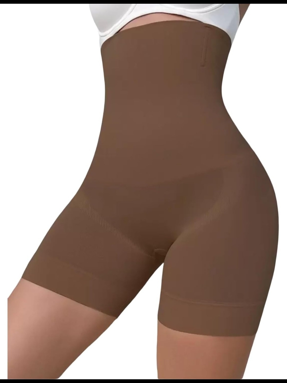 High-Waist Brown Shapewear Shorts - Seamless Tummy Control